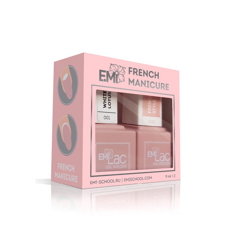 EMI, набор для френча EMILAC. EMI белый Лотос тонкая кисть. French e